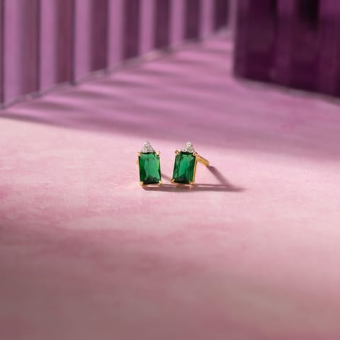Sage Square 9KT Gemstone Stud Earrings