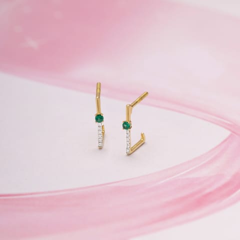 Green Line 9KT Gemstone Stud Earrings