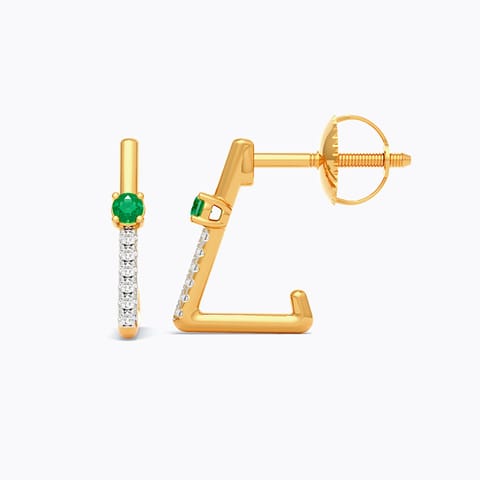 Green Line 9KT Gemstone Stud Earrings