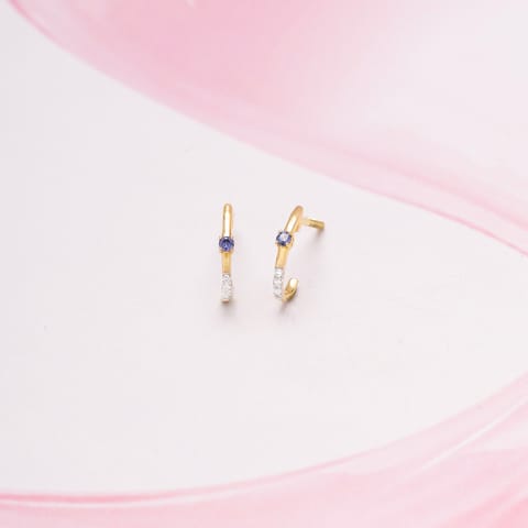 Sleek Blue 9KT Gemstone Hoop Earrings