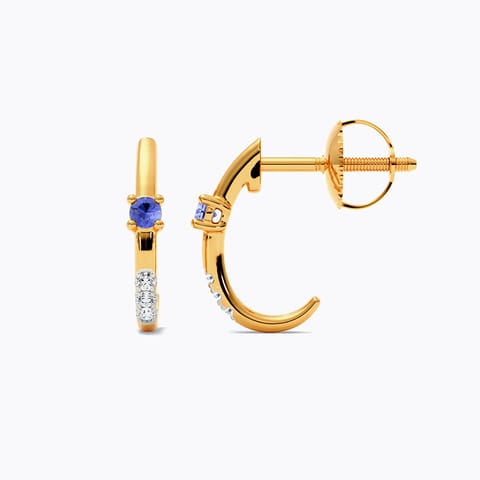 Sleek Blue 9KT Gemstone Hoop Earrings