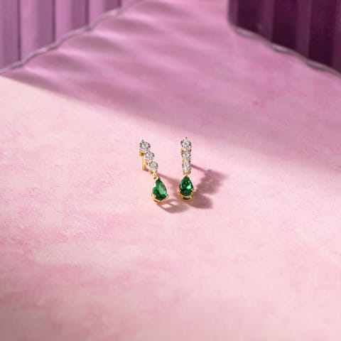 Pear Sage 9KT Gemstone Drop Earrings