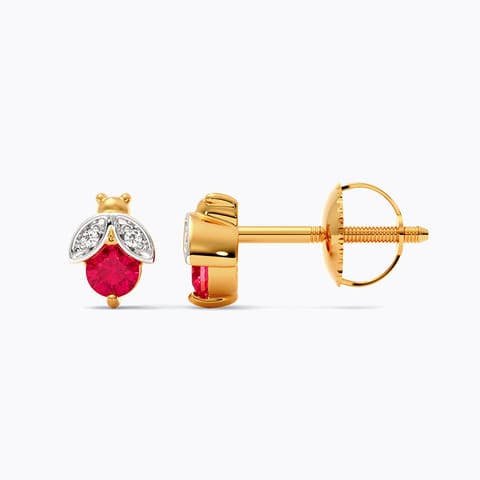 Red Bug 9KT Gemstone Stud Earrings