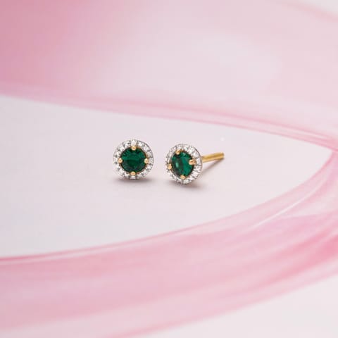 Classic Halo 9KT Gemstone Stud Earrings