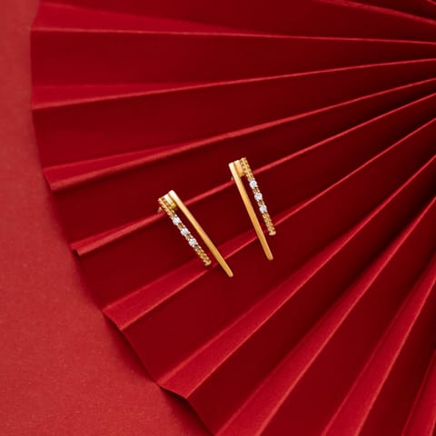 Shining Lines 9KT Diamond Stud Earrings