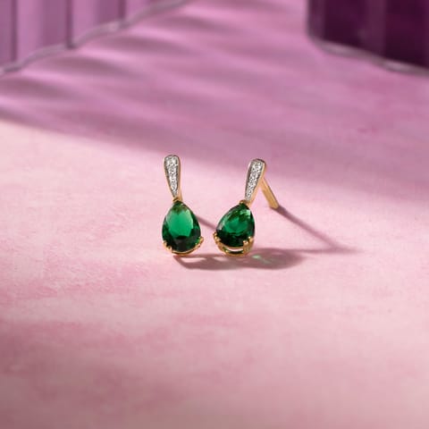Green Droplet 9KT Gemstone Drop Earrings