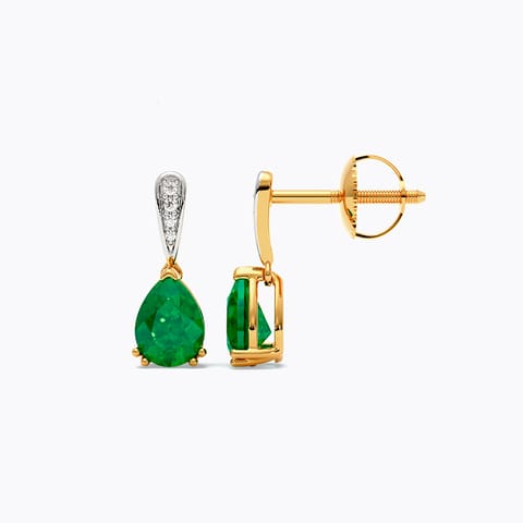 Green Droplet 9KT Gemstone Drop Earrings