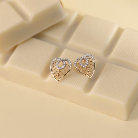 Lattice Leaf Diamond Stud Earrings Lattice Leaf Diamond Stud Earrings