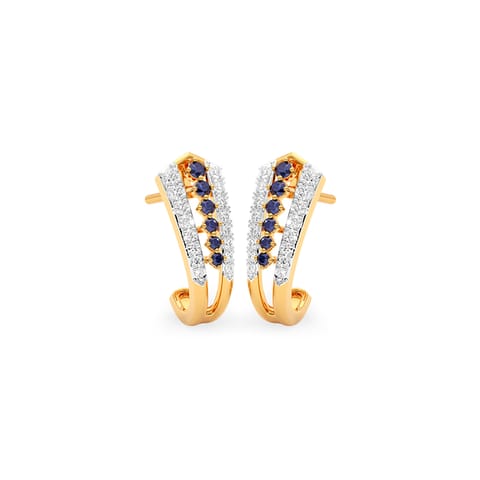 Artistic Blue Gemstone Hoop Earrings