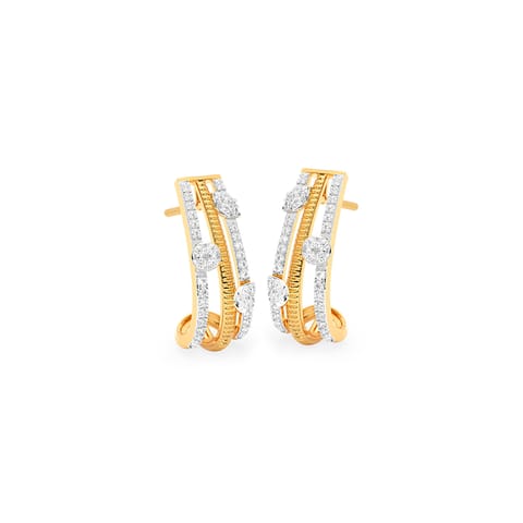 Gleaming Lines Diamond Hoop Earrings
