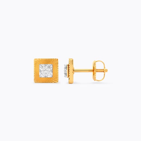 Guilloche Frame Diamond Stud for Men Guilloche Frame Diamond Stud for Men