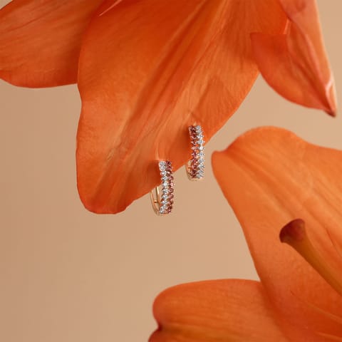 Pink Eternity Gemstone Hoop Earrings Pink Eternity Gemstone Hoop Earrings