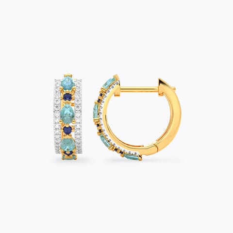 Eternity Blue Gemstone Hoop Earrings