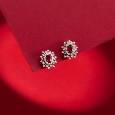 Red Nova Gemstone Stud Earrings