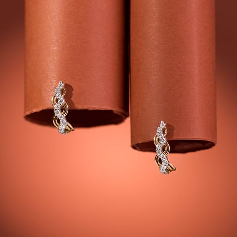 Twisted Spark Diamond Hoop Earrings