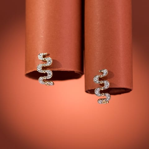 Waving Spark Diamond Hoop Earrings