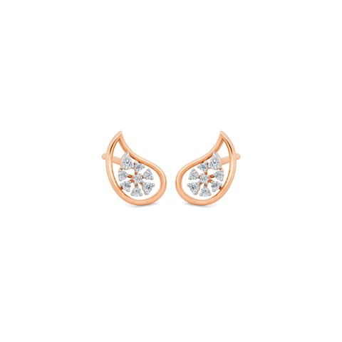 Halo Paisley Diamond Stud Earrings