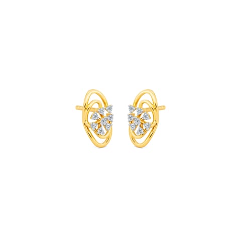 Swirly Oval Diamond Stud Earrings