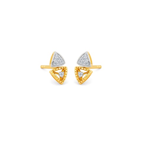 Twinkling Trigonal 9KT Diamond Stud Earrings