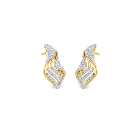 Curved Mesh Diamond Stud Earrings