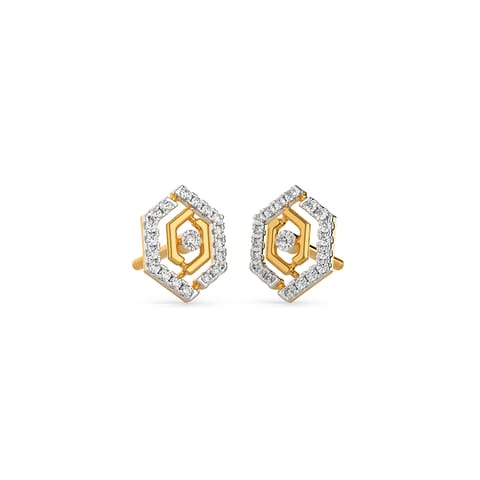 Hexagon Beam Diamond Stud Earrings Hexagon Beam Diamond Stud Earrings