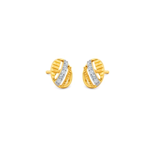 Line & Loop 9KT Diamond Stud Earrings