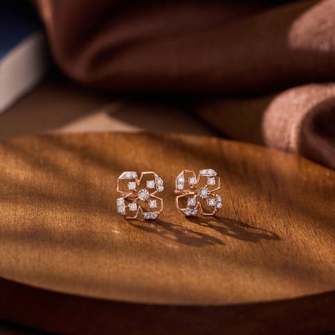 Origami Floral Diamond Stud Earrings Origami Floral Diamond Stud Earrings