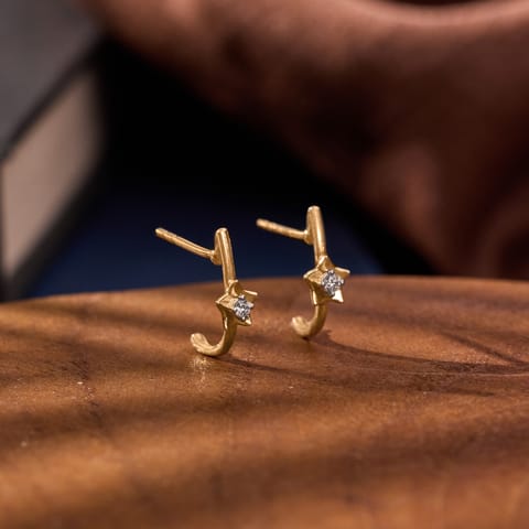 Petite Star Diamond Hoop Earrings Petite Star Diamond Hoop Earrings