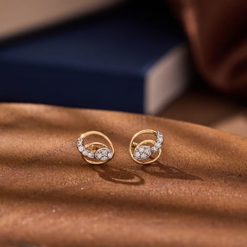 Subtle Swirl Diamond Stud Earrings