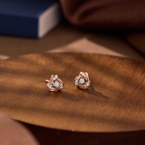 Dlayered Triangle iamond Stud Earrings