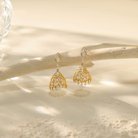 Glistening Mesh Diamond Jhumkas