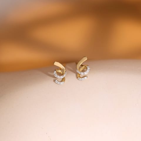 Sleek Spiral Diamond Stud Earrings