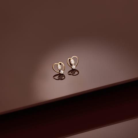 Swirly Heart Diamond Stud Earrings