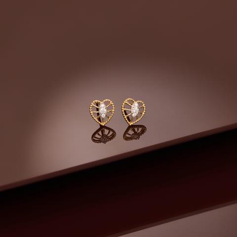 Raying Heart Diamond Stud Earrings