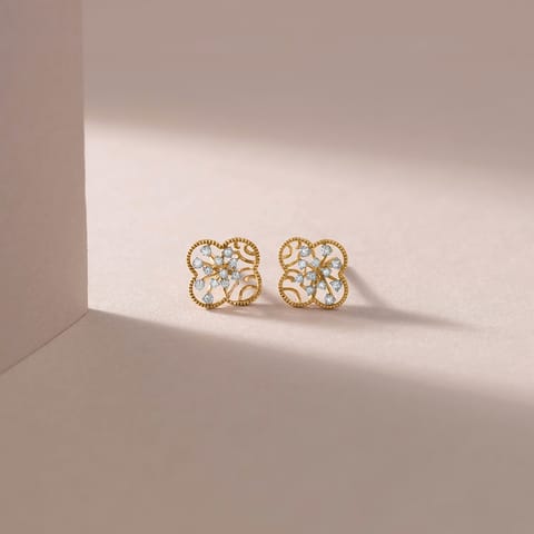 Quatrefoil Diamond Stud Earrings Quatrefoil Diamond Stud Earrings