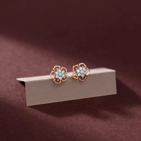 Rose Cluster Diamond Stud Earrings Rose Cluster Diamond Stud Earrings