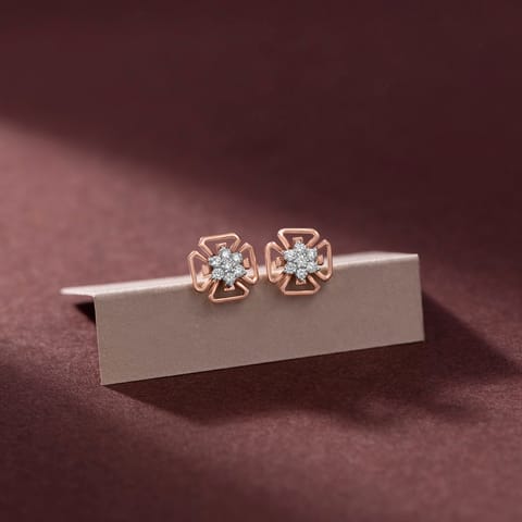 Maltese Bloom Diamond Stud Earrings