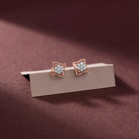 Pinwheel Petals Diamond Stud Earrings