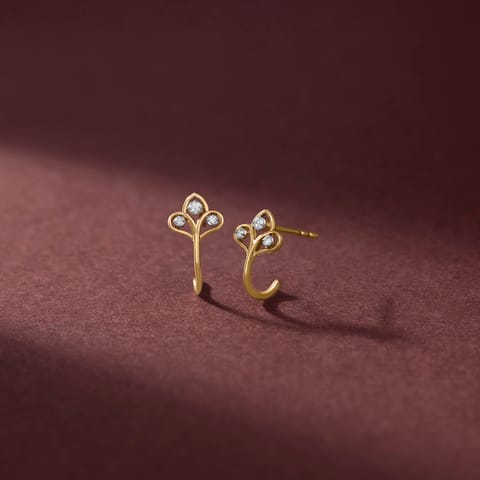 Trio Leaf Diamond Hoop Earrings Trio Leaf Diamond Hoop Earrings