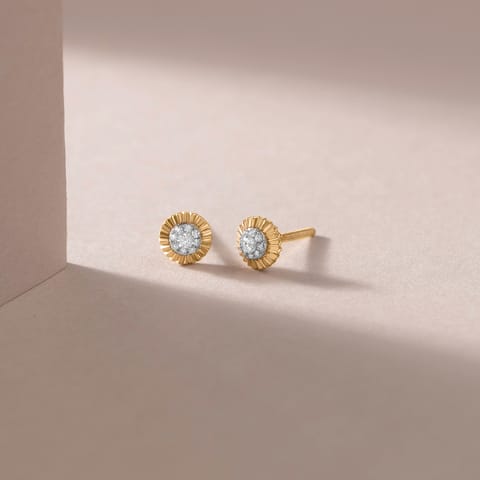 Fluted Circular Diamond Stud Earrings Fluted Circular Diamond Stud Earrings