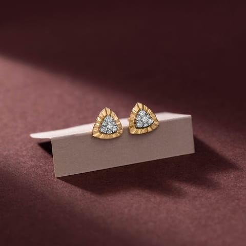 Fluted Triangle Diamond Stud Earrings