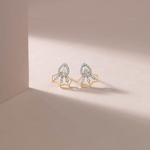 Crown Sunburst Diamond Stud Earrings Crown Sunburst Diamond Stud Earrings