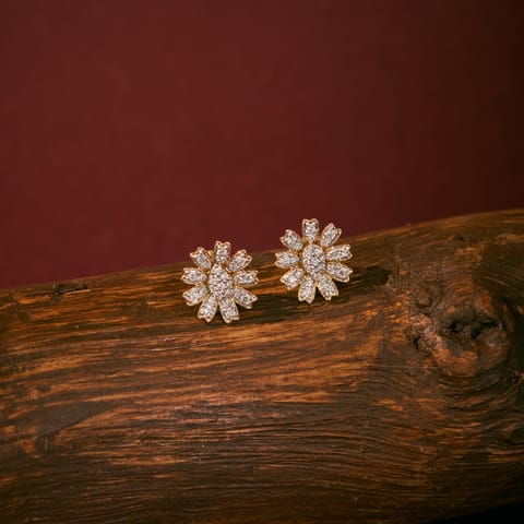 Twin Daisy Diamond Stud Earrings