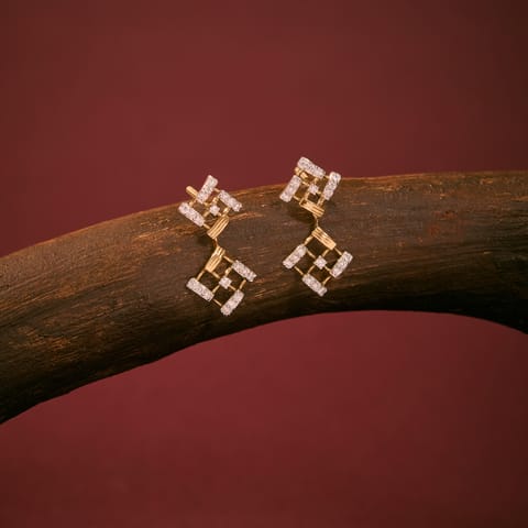 Interlocking Lattice Diamond Drop Earrings