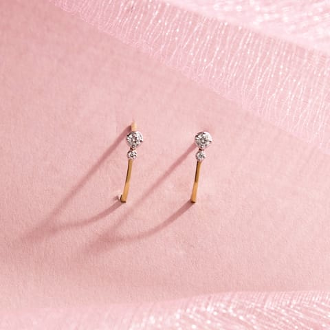 Linear Orbit Diamond Hoop Earrings