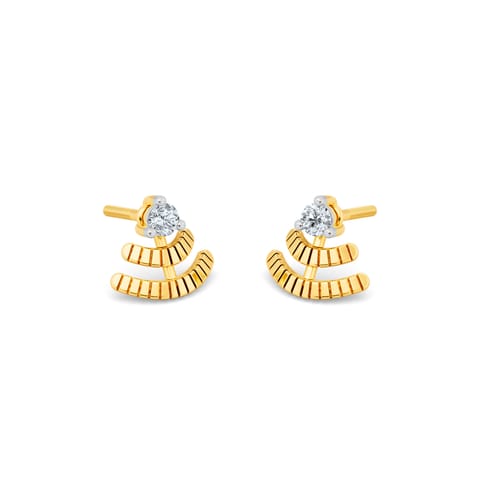 Wave Link Diamond Stud Earrings