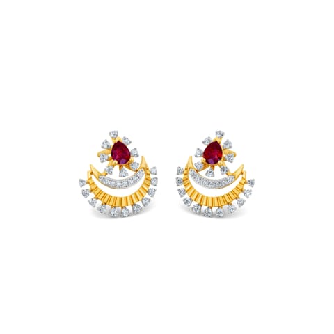 Crescent Raga Gemstone Stud Earrings Crescent Raga Gemstone Stud Earrings