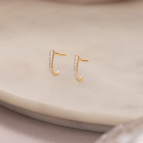 Twin Row Diamond Hoop Earrings
