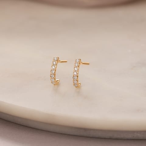 Hexagon Bezel Diamond Hoop Earrings Hexagon Bezel Diamond Hoop Earrings