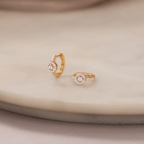 Gilded Halo Diamond Hoop Earrings